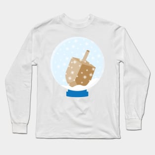 Snow Globe with Hanukkah Dreidel Long Sleeve T-Shirt